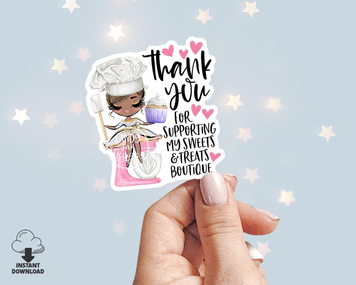 Cupcake Bakery Thank You Sticker