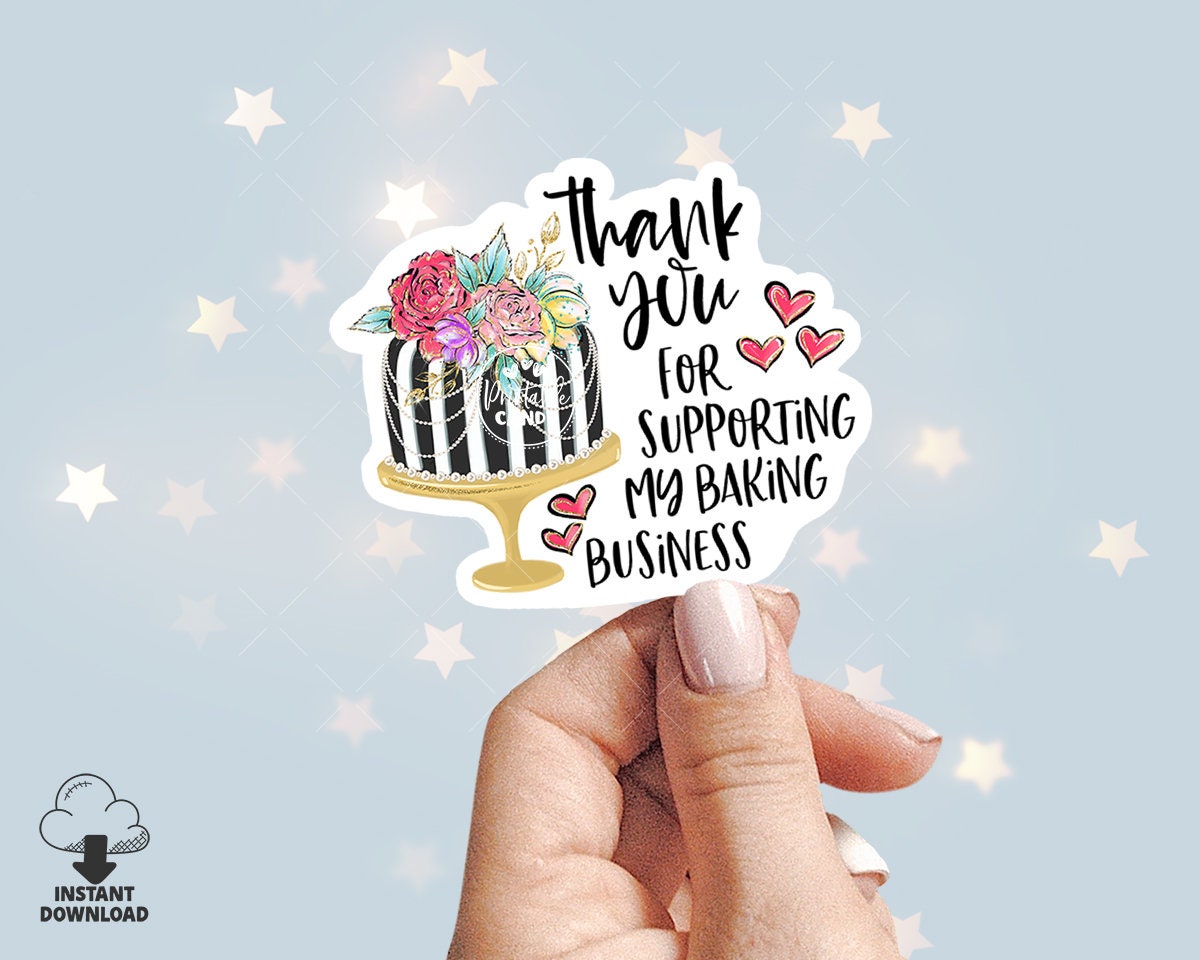 Baking Thank You Sticker, Wedding Cake Bakery