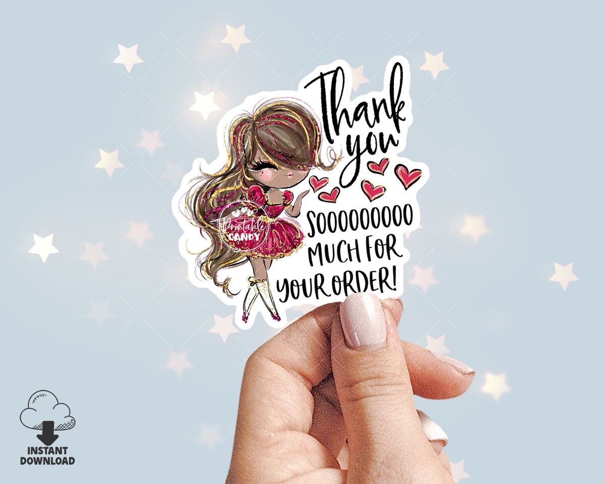 Diva Thank You Sticker, Beauty Salon Packaging Insert Card