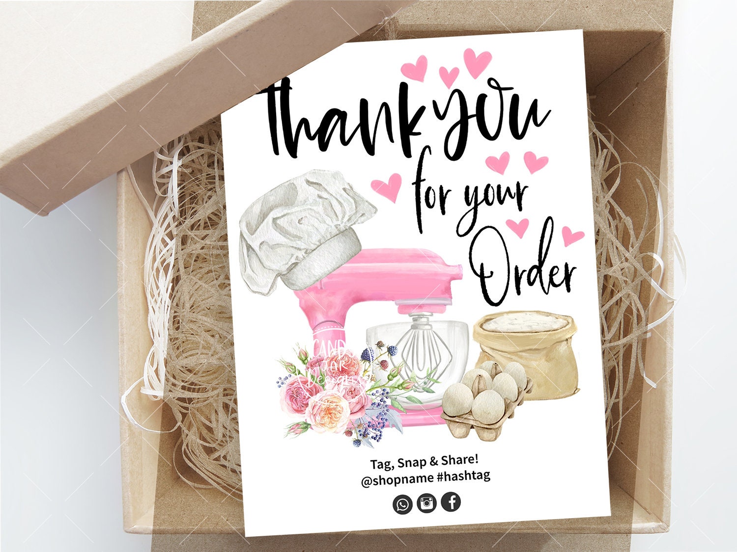 Baking Thank You For Order Insert Card, Kitchen Mixer