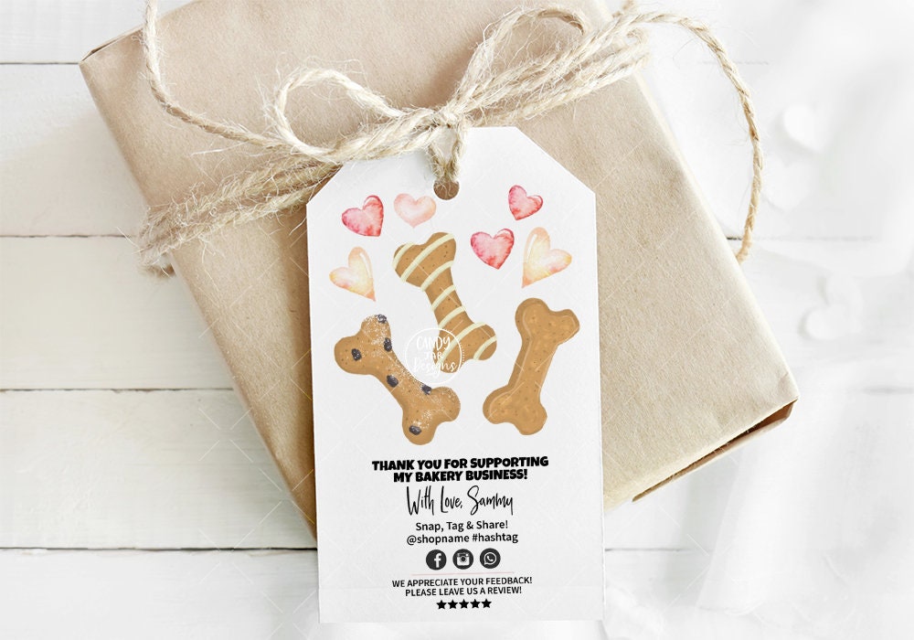 Dog Bakery Thank You Tag, Dog Cookie Tag