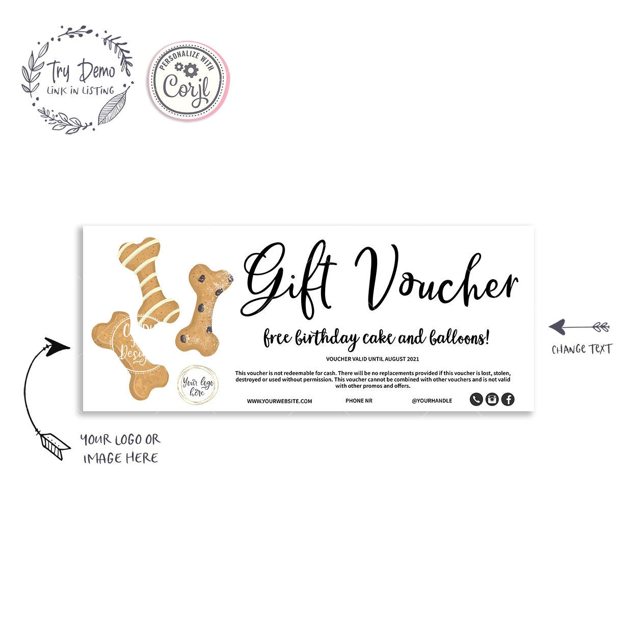 Dog Business Voucher, Pet Cookie Baking Gift Card