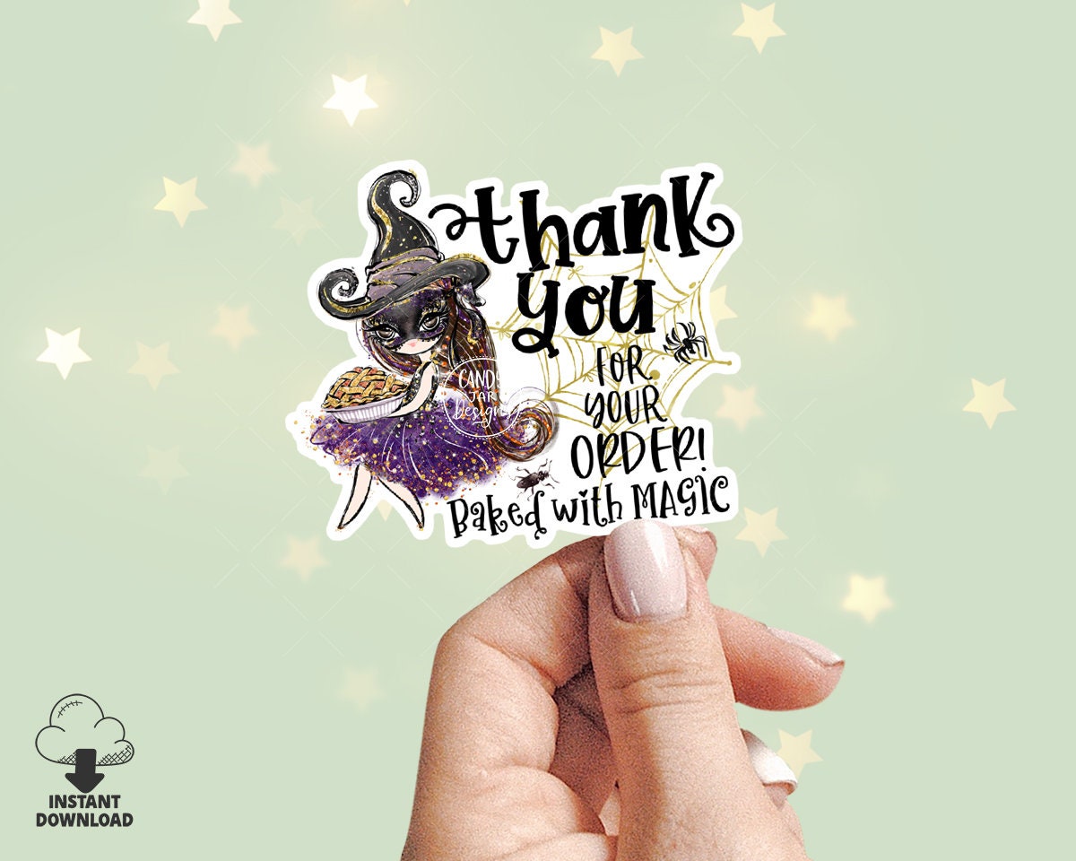 Halloween Witch Thank You Sticker, Pie Baking