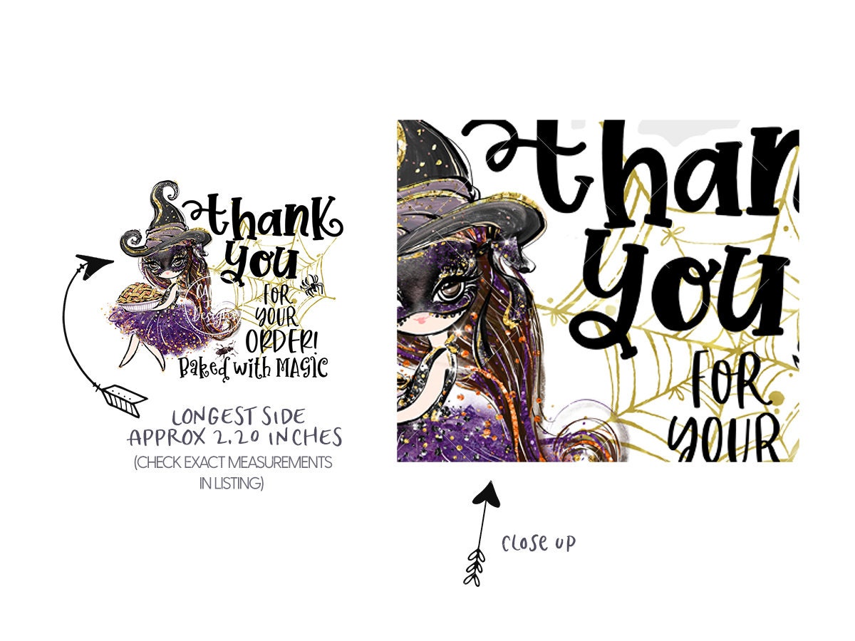 Halloween Witch Thank You Sticker, Pie Baking - Candy Jar Studios