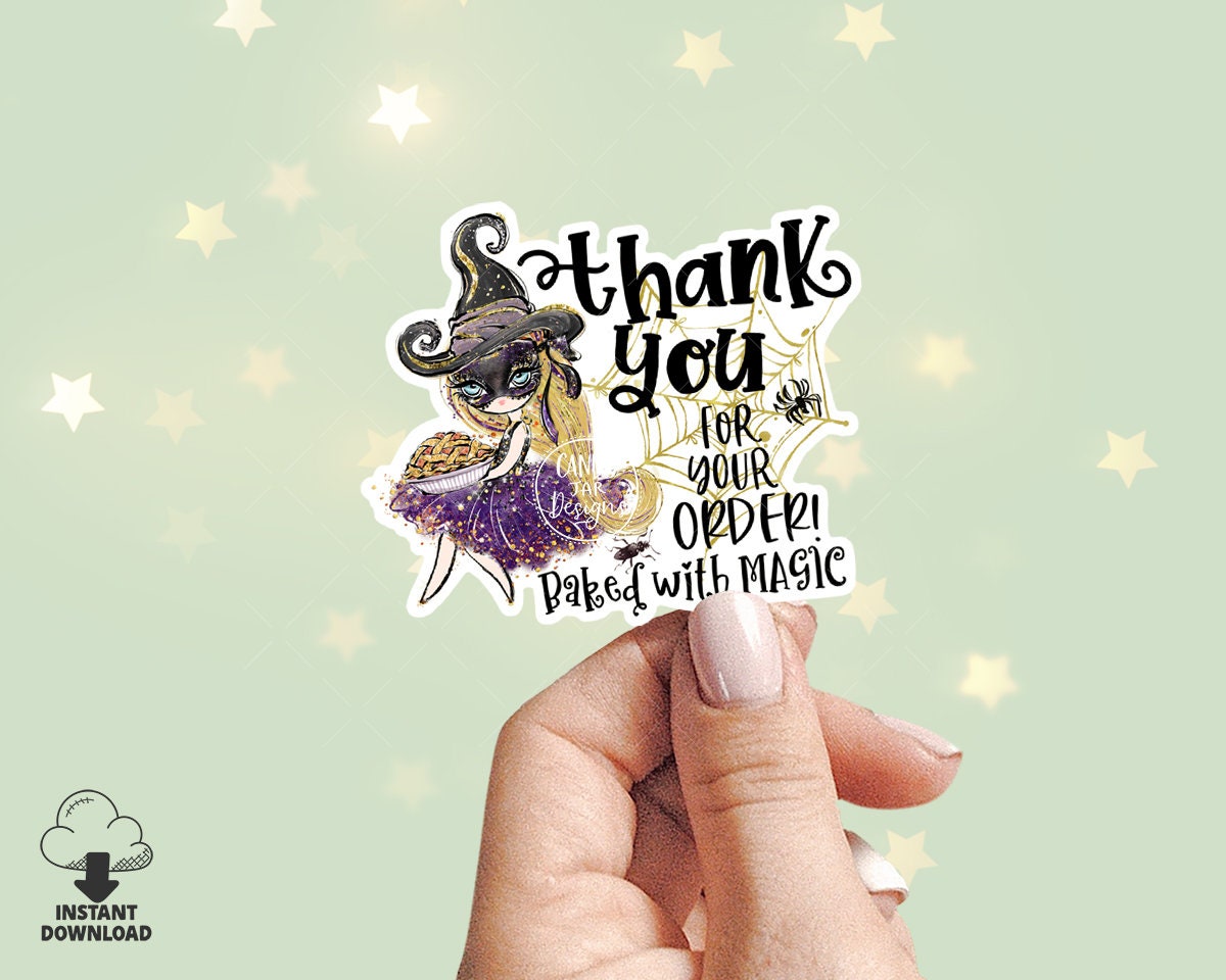 Halloween Witch Thank You Sticker, Pie Baking