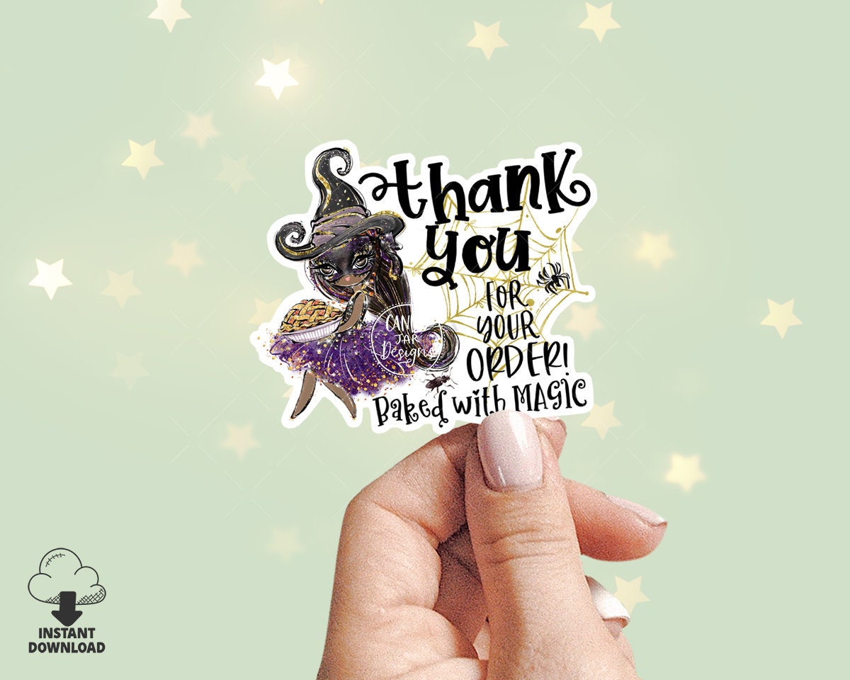 Halloween Witch Thank You Sticker, Pie Baking