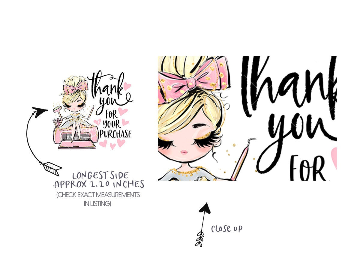 Handcrafter Thank You Sticker, Craft Business, Blond Hair, Fair Skin - Candy Jar Studios