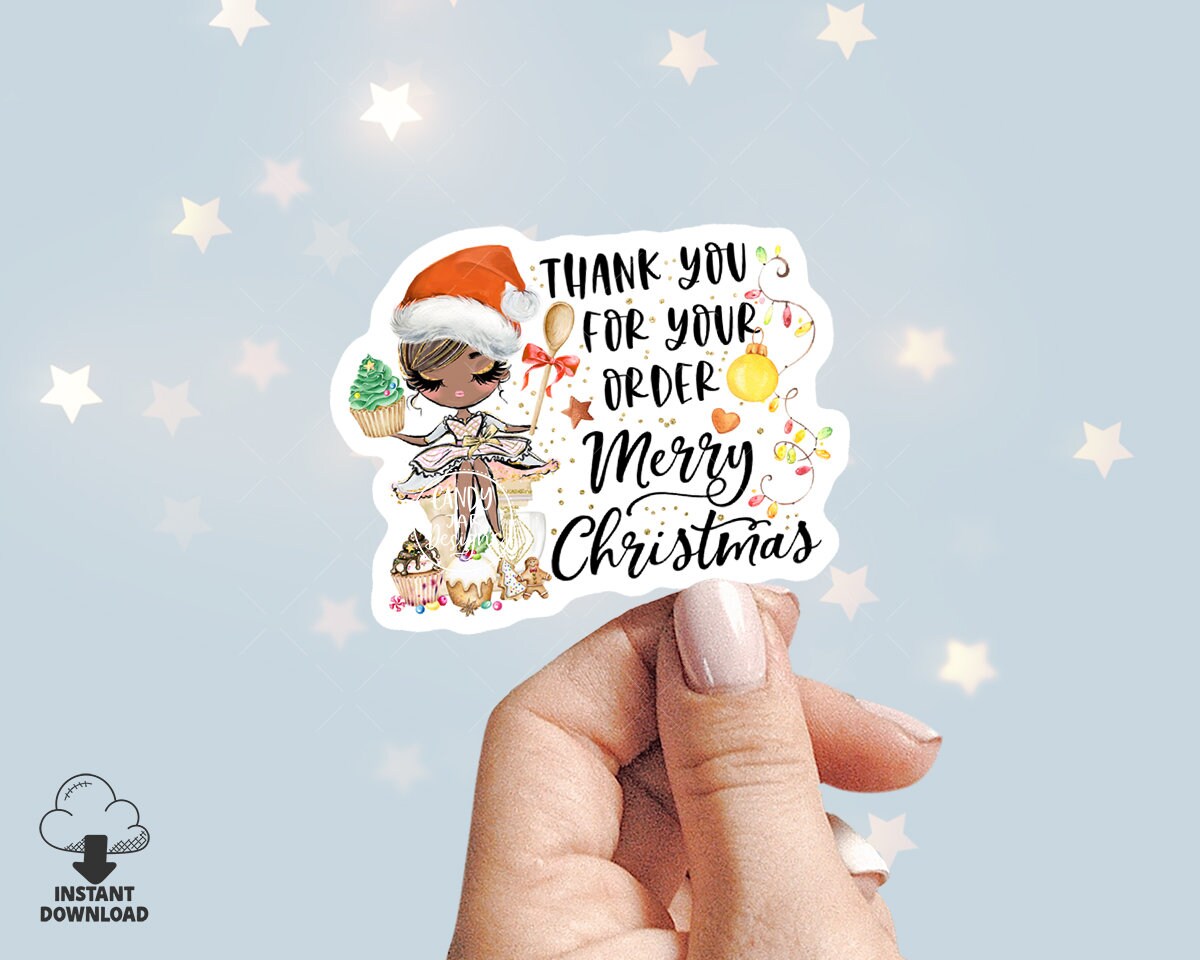 Bakery Christmas Thank You Sticker, Holiday Baking