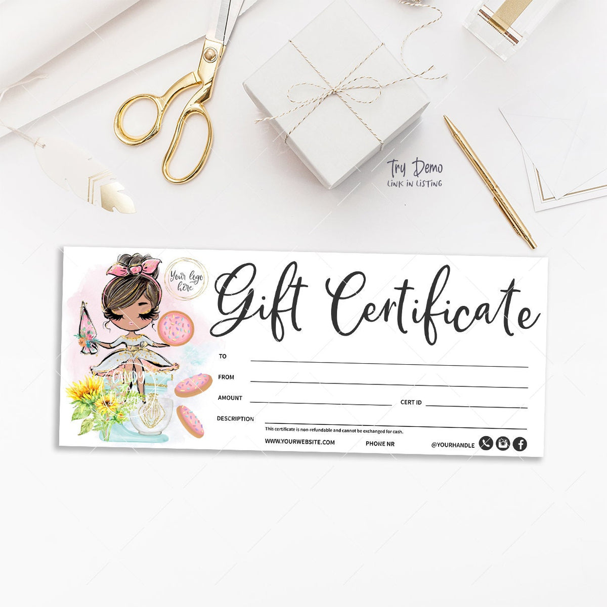 Bakery Gift Certificate, Baking Girl