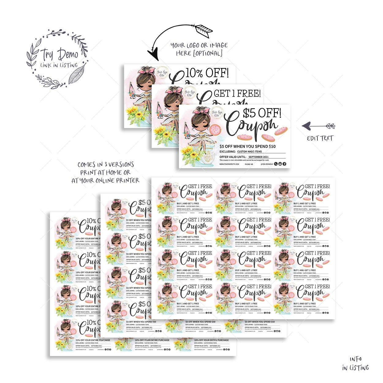 Cookie Baking Gift Coupons, Sugar Cookies - Candy Jar Studios