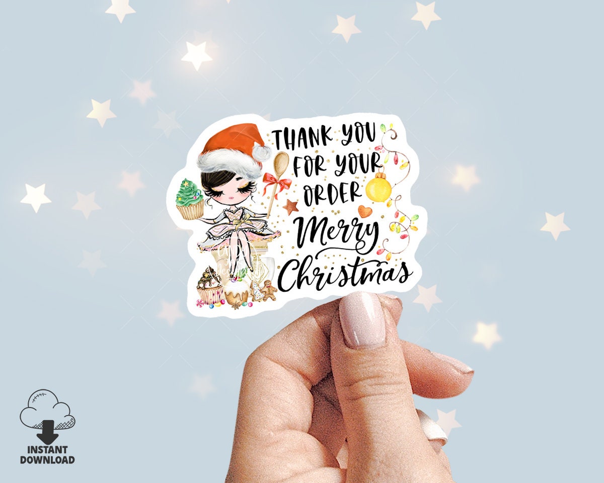 Bakery Christmas Thank You Sticker, Holiday Baking