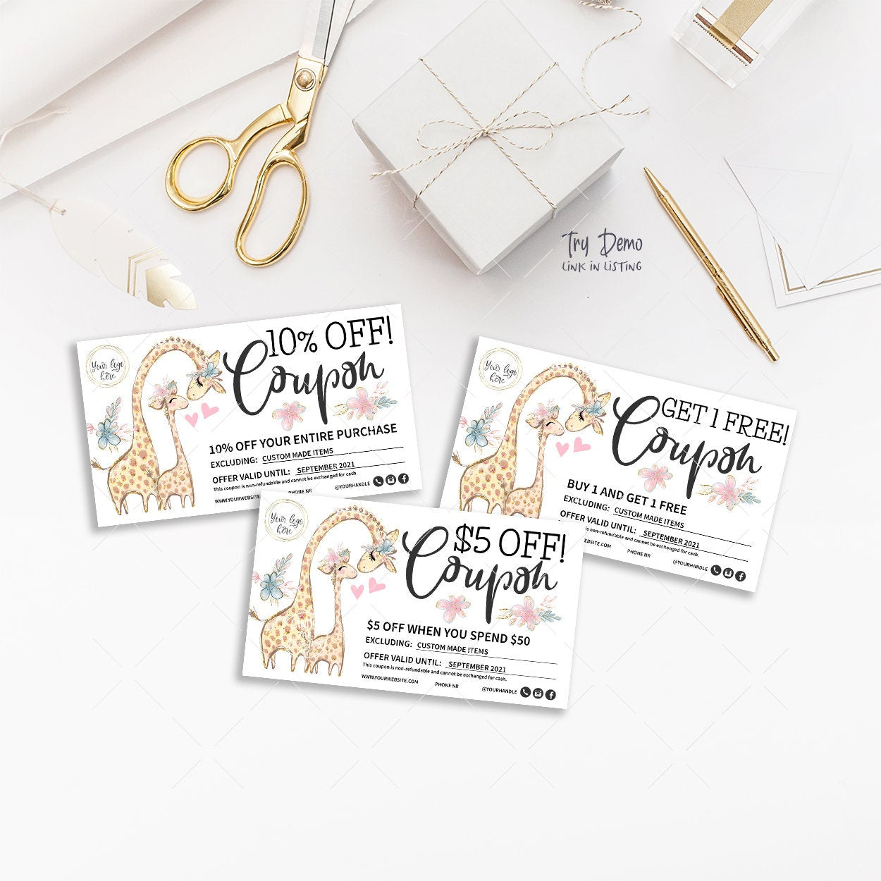 Kids Boutique Gift Voucher, Giraffe Mom & Baby