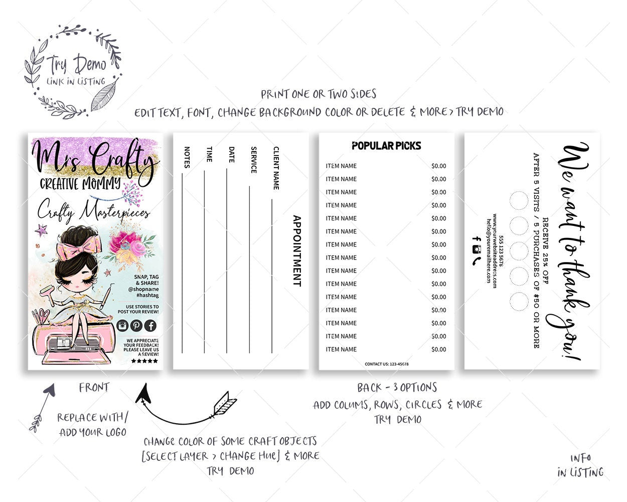 Handcrafter Business Card Set - Candy Jar Studios