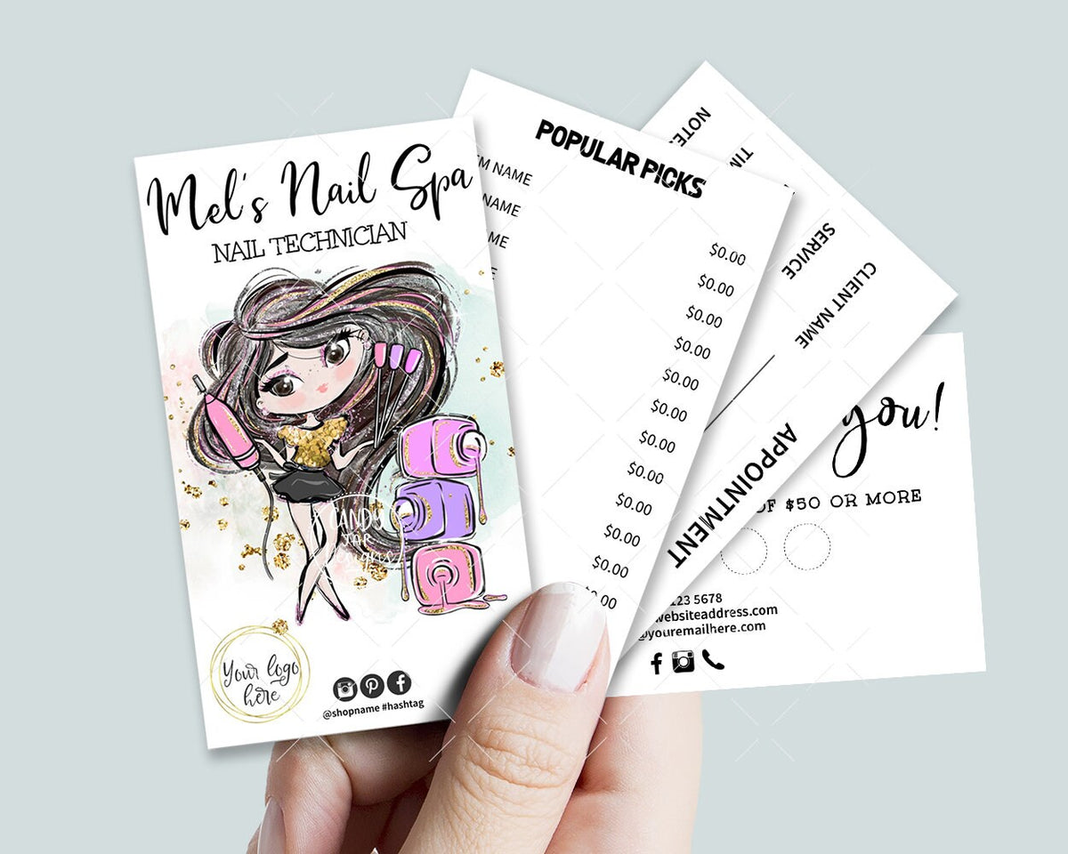 Nail Artist Business Card Set, Nail Technician