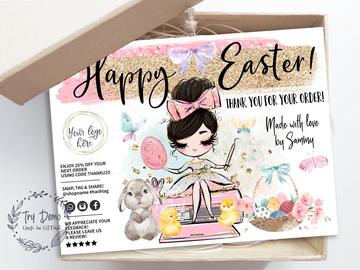 Handcrafter Easter Thank You Insert Card, Craft Girl