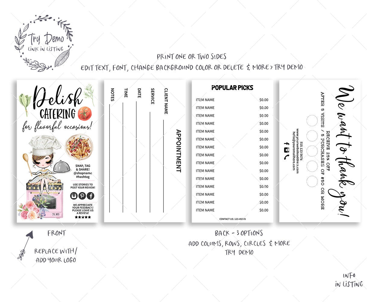 Catering Business Card Set, Food Catering - Candy Jar Studios