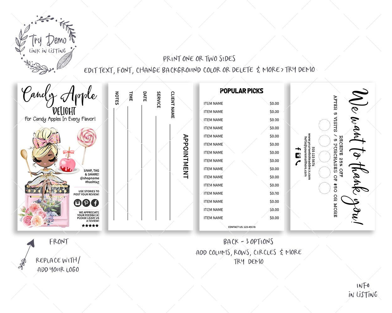 Candy Apple Business Card Set, - Candy Jar Studios