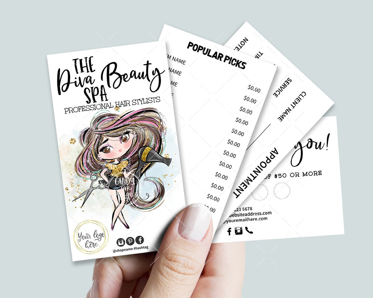 Hairdresser Diva Business Card Set