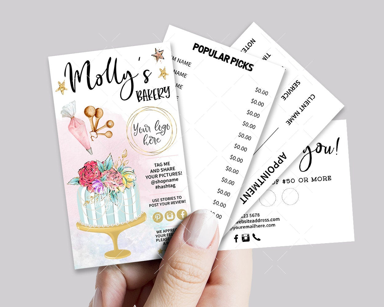 Cake Bakery Business Card Set, Pastry Baking, Wedding Cake