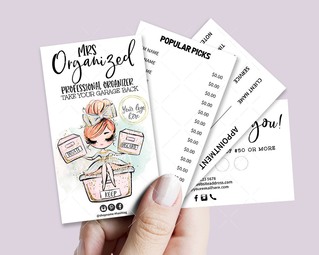 Professional Organizer Business Card Set