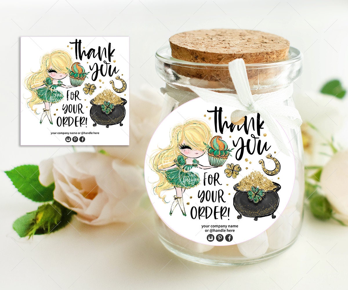 St Patricks Baking Sticker, Bakery Girl Thank You Tag