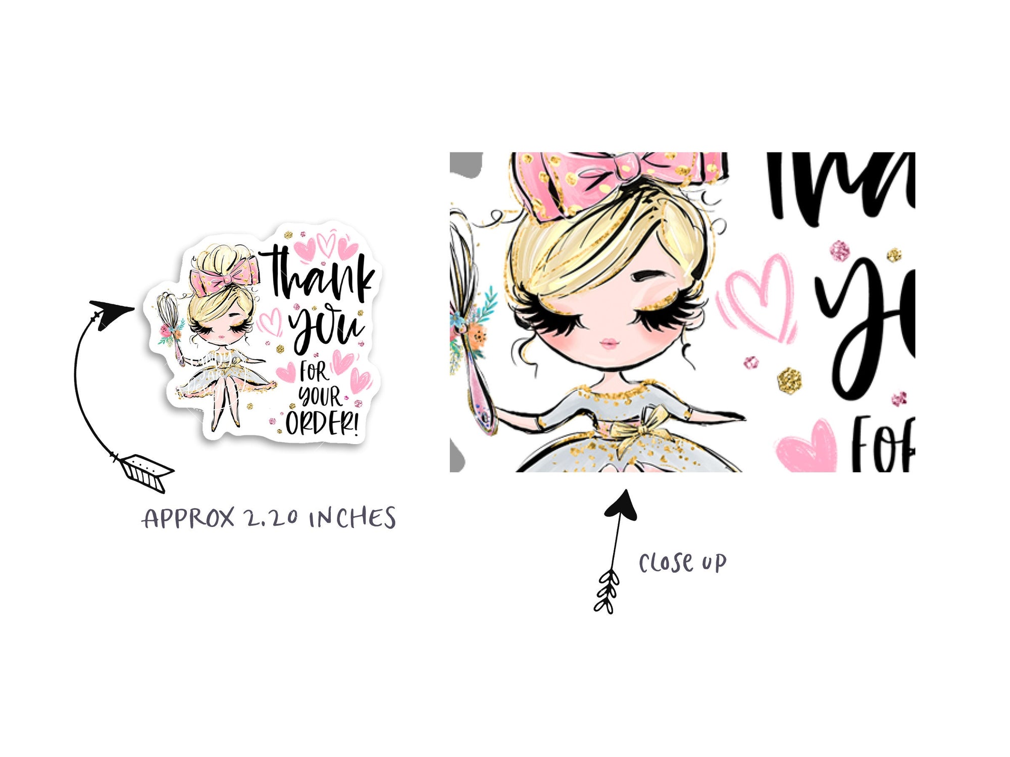 Bakery Thank You Sticker, Blond Hair, Fair Skin - Candy Jar Studios