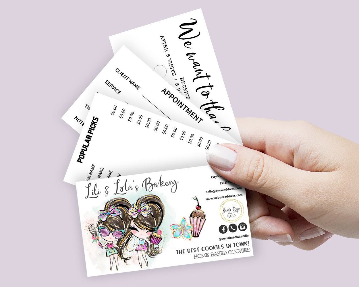 Bakery Friends Business Card Set, Baking Besties, Pastry