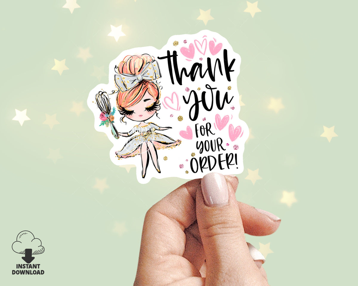 Baking Thank You Sticker, Pastry Baking