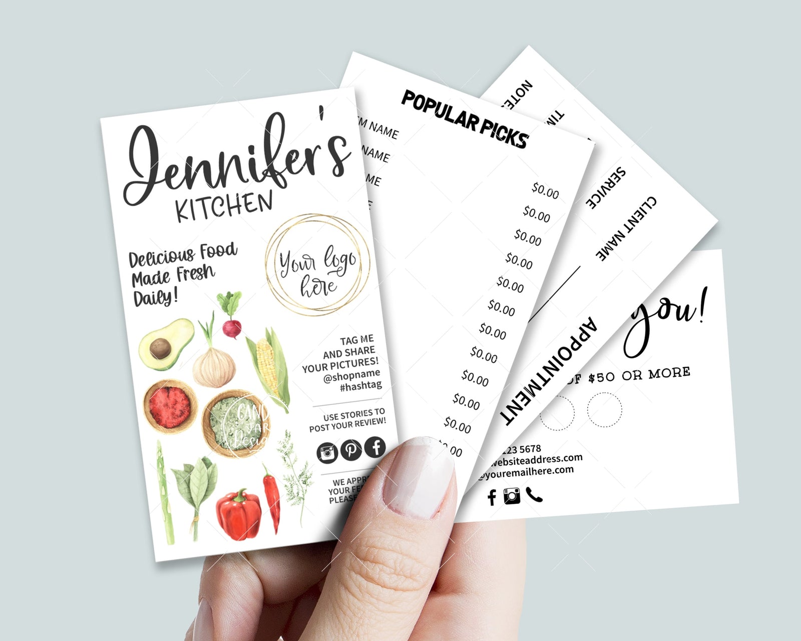 Cooking Business Card, Food Service Mini Menu Card