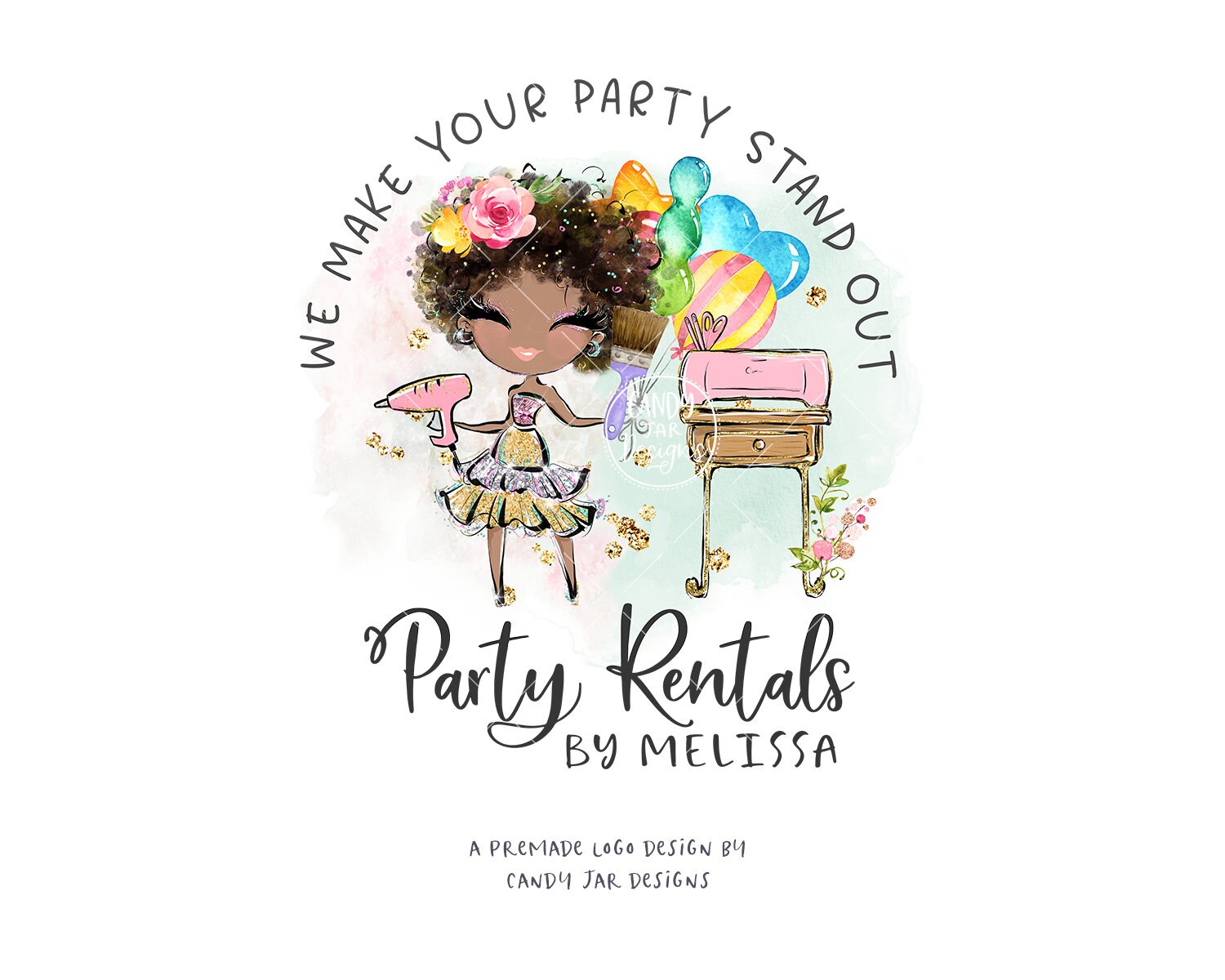 Party Rentals Logo, Craft Girl