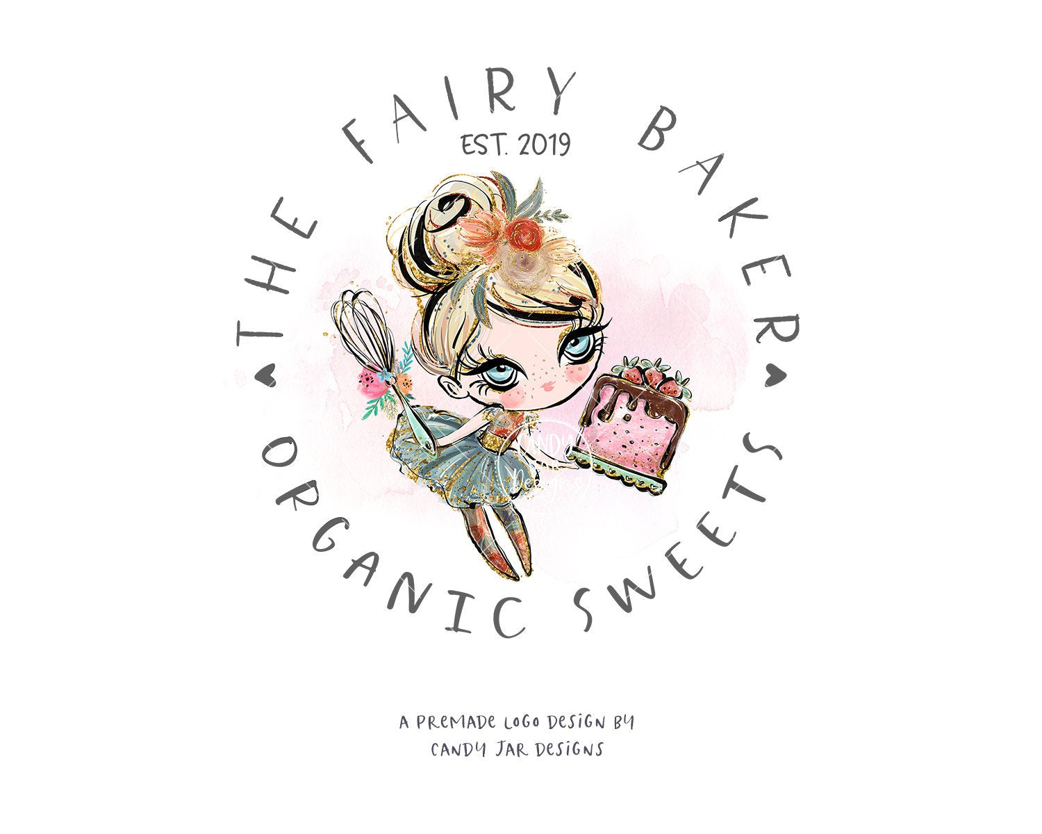 Cake Bakery Logo, Baking Fairy