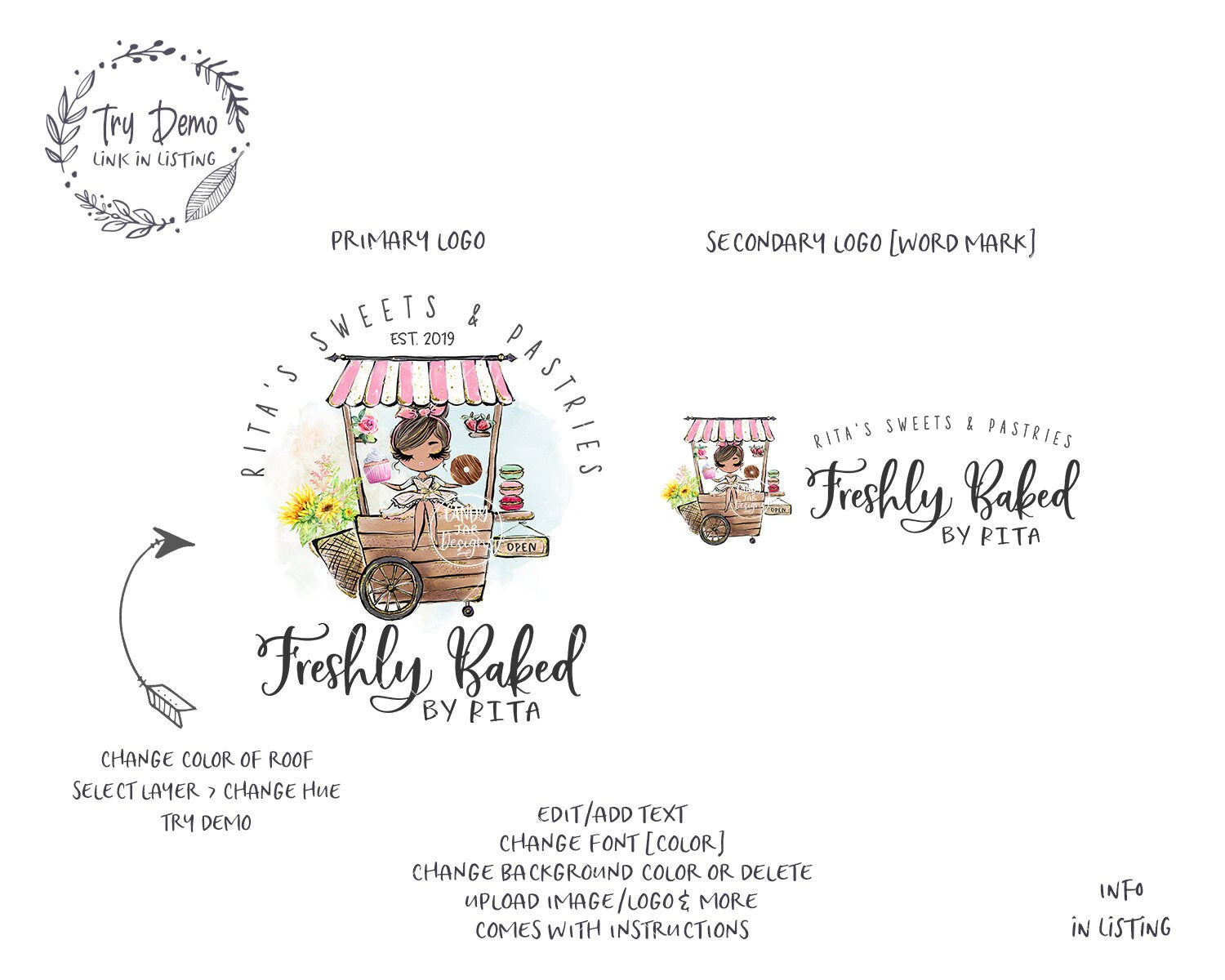 Food Cart Logo, Street Bakery - Candy Jar Studios