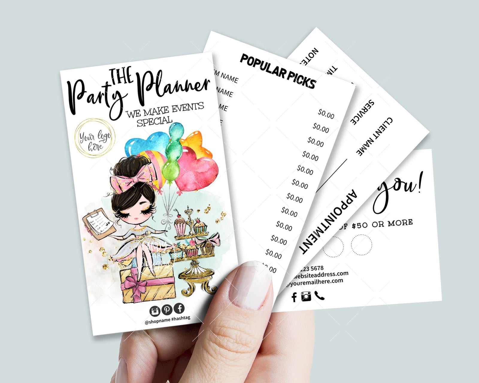 Party Planner Business Card Set