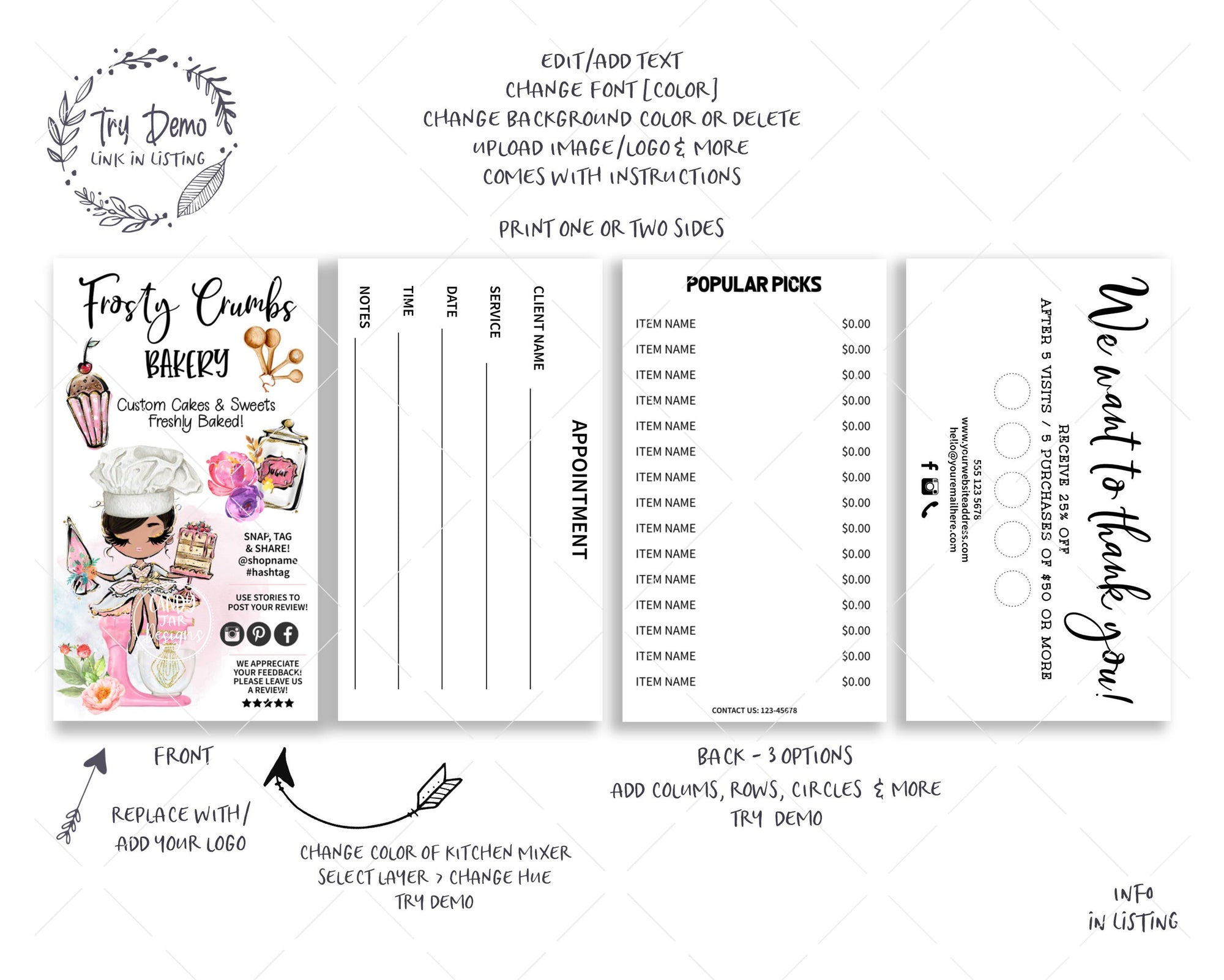 Bakery Business Card Set - Candy Jar Studios