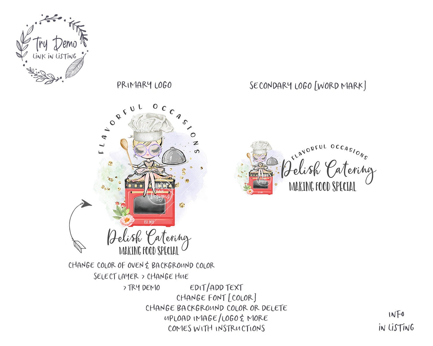 Catering Logo, Kitchen Stove Logo - Candy Jar Studios