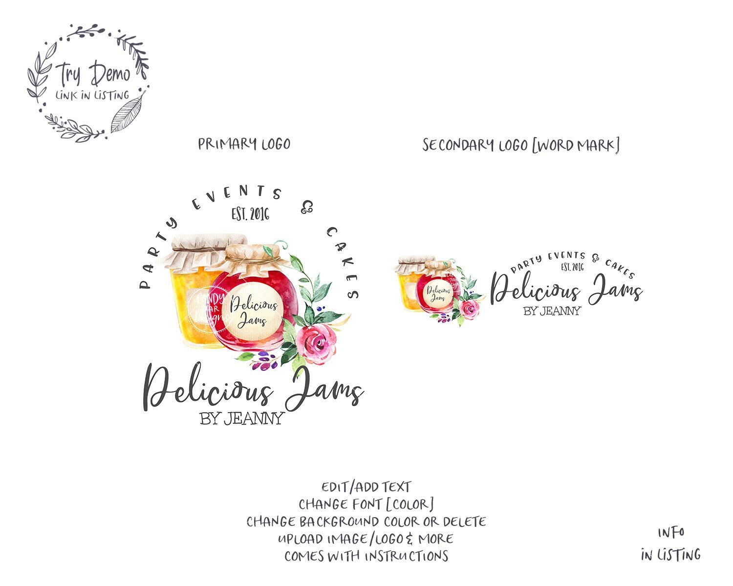 Jam Jars Logo, Marmelade Shop - Candy Jar Studios