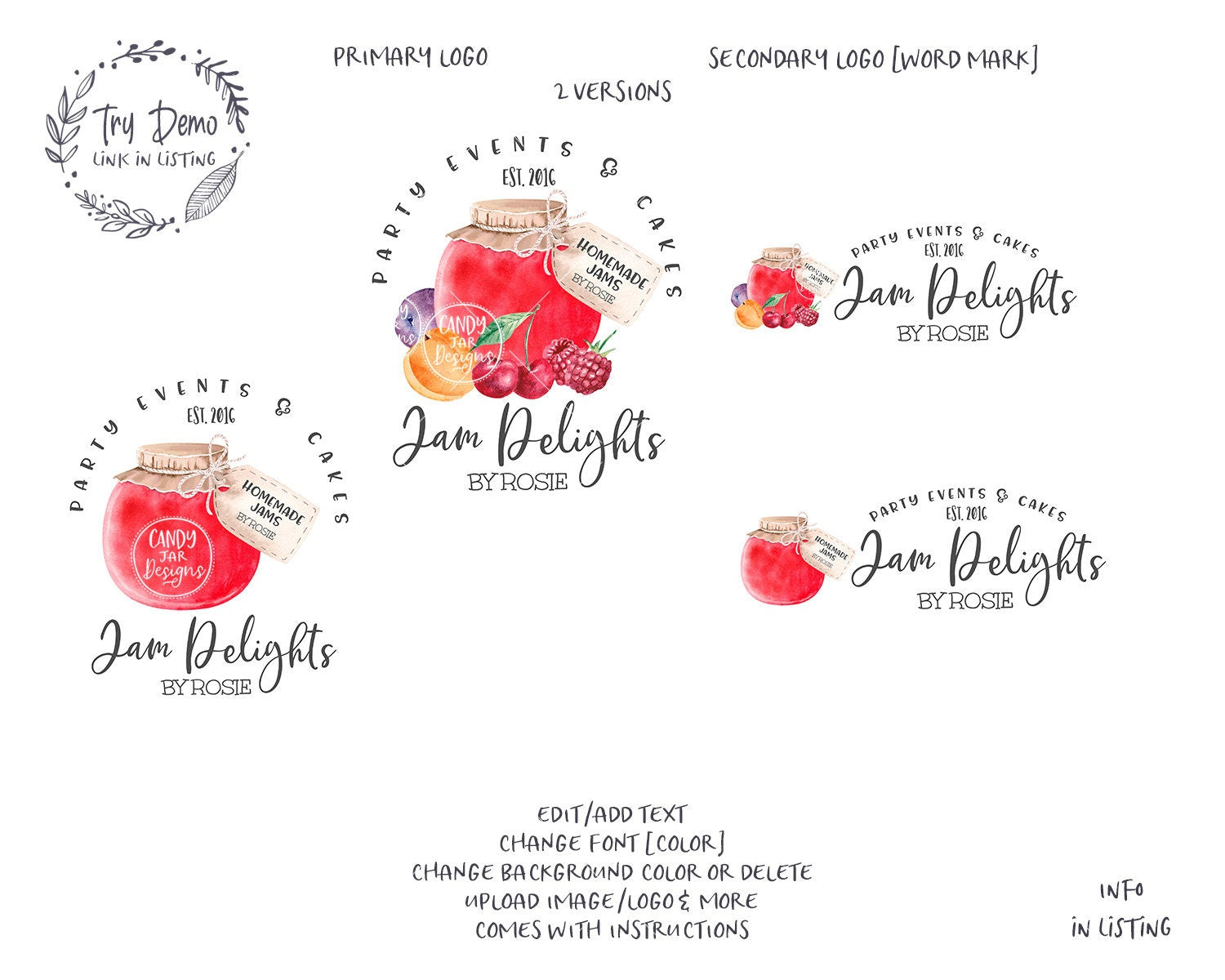 Jam Bakery Logo, Jam Jar, Marmelade - Candy Jar Studios