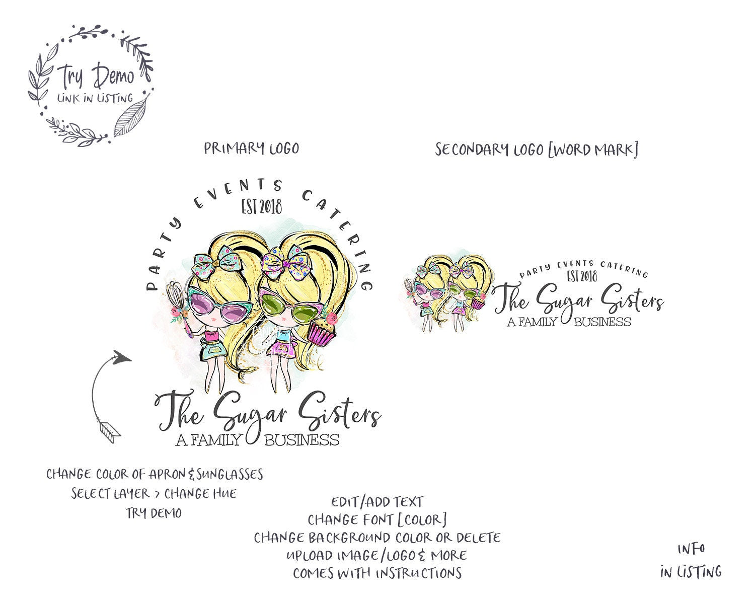 Baking Friends Logo, Sisters Bakery - Candy Jar Studios
